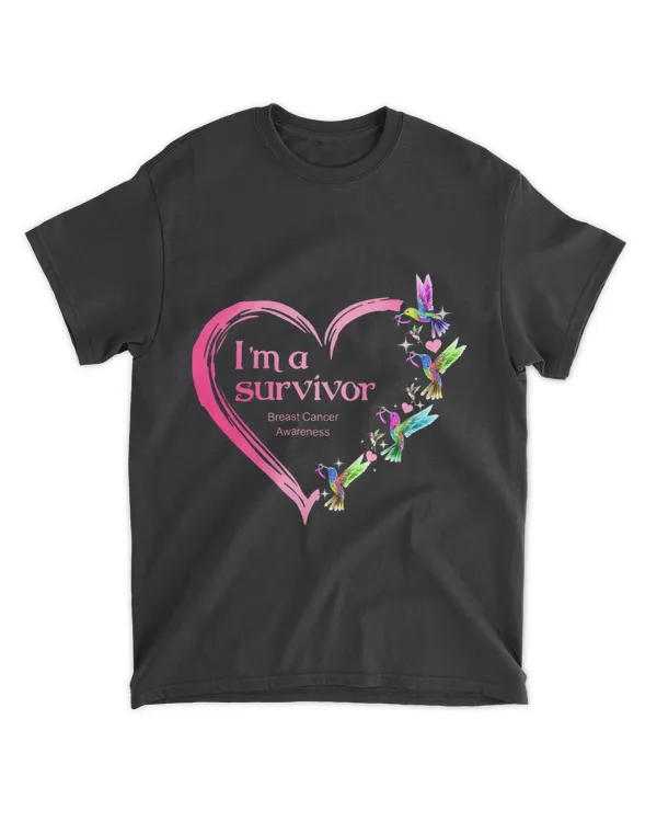 Im A Survivor Breast Cancer Awareness Hummingbird Heart