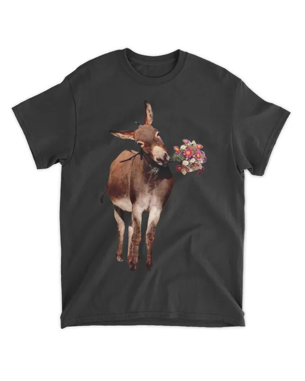 Womens Mens Happy Donkeys with flower