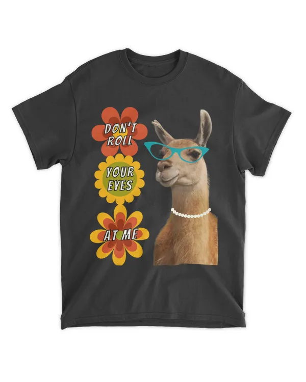 Retro quote Mama Llama funny graphic with flowers glasses