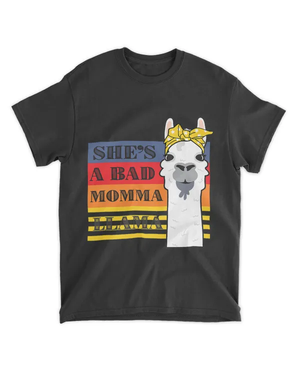 Shes a Bad Momma Llama For Women Funny Animal Lover Retro 23