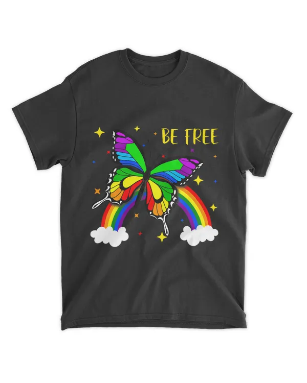 Butterfly LGBT Rainbow Flag Support LGBTQ Gay Pride Month