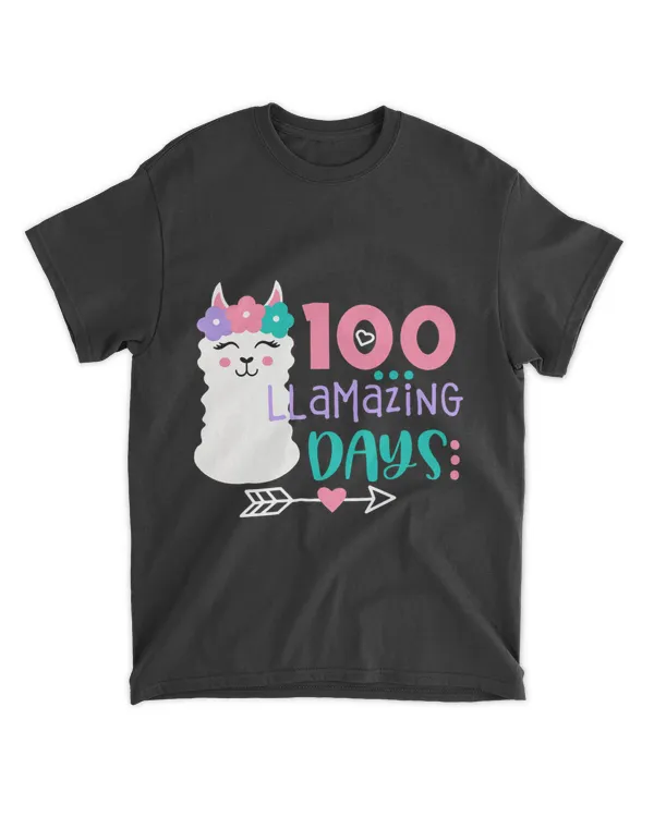 100 Llamazing Days Of School Funny Llama Colorful Girls Boys