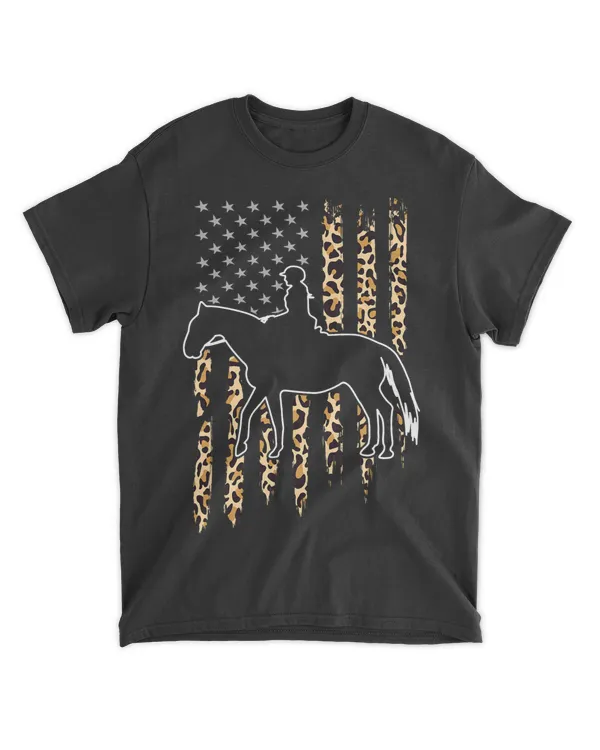Patriotic Horse American Flag Leopard