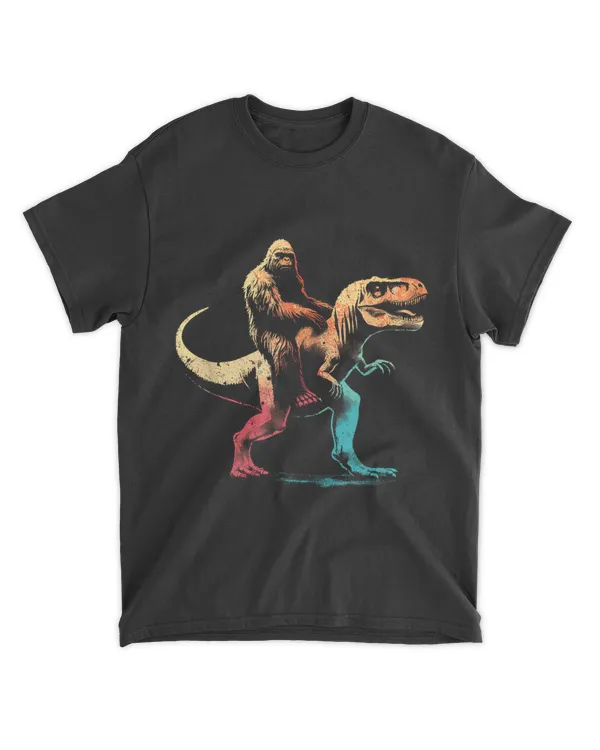 Bigfoot Riding A T-Rex - Funny Graphic Dino Sasqua