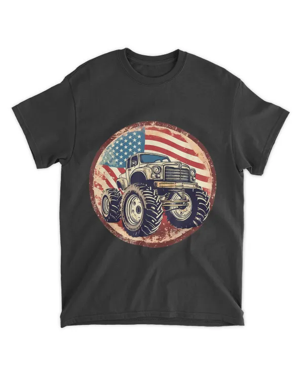 Patriotic USA Monster Truck Adult T-Shirt