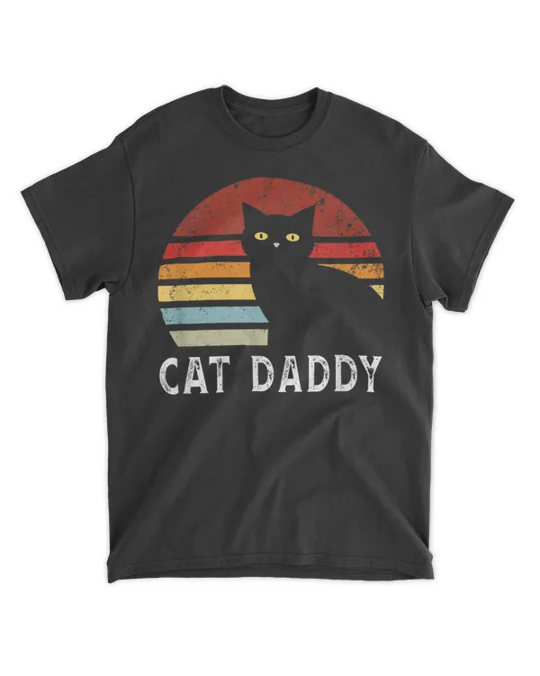 Vintage Sunset Cat Dad-dy Mom-my, Boy Girl Funny T-Shirt