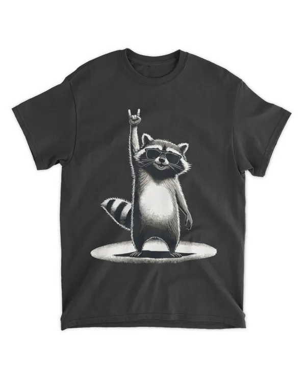 Raccoon T-ShirtRetro Raccoon Rock and Roll Music Gift Funny Raccoon T-Shirt_by KsuAnn_ (1)
