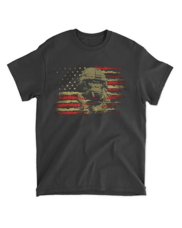 Hiking ( Hiking Trails ) - Bigfoot And An American Flag Theme T-shirt
