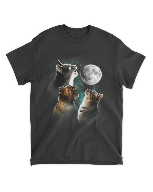 Funny Cat Tshirt, Cats Meowling At Moon Shirt, Cat Lover QTCAT202211010022