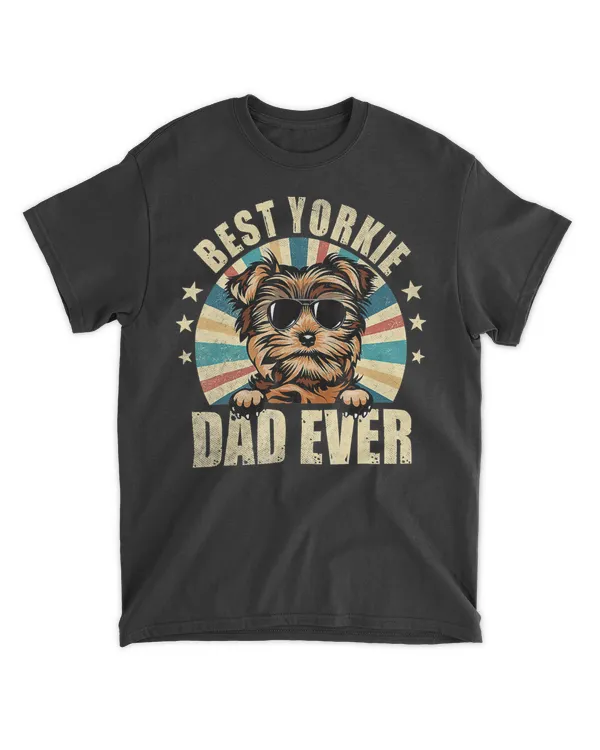 Mens Best Yorkie Dad Ever Funny Dog Vintage Yorkshire Terrier T-Shirt