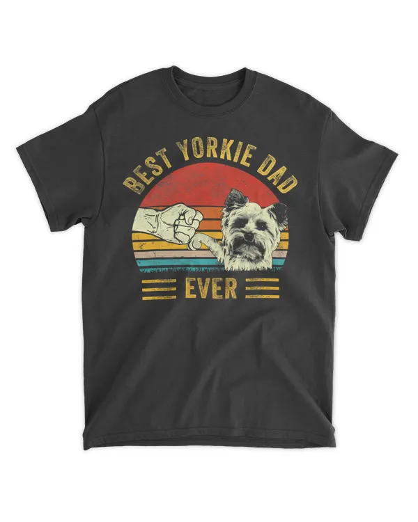 Mens Best Yorkie Dad Ever Retro Yorkshire Terrier Funny Dog Lover T-Shirt