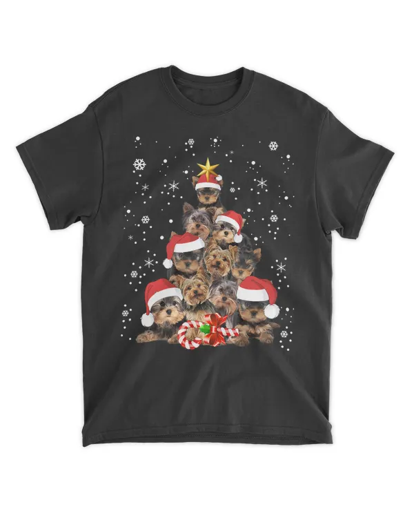 Yorkie Dogs Tree Christmas Sweater Xmas Pet Animal Dog Lover T-Shirt (2)