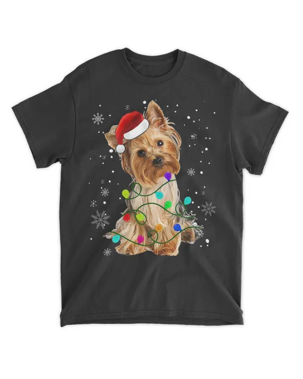 Yorkshire Terrier Dog Light Christmas Matching Family T-Shirt