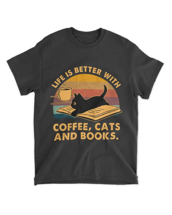 life is better with coffee , cat and books - QTCAT3011A15