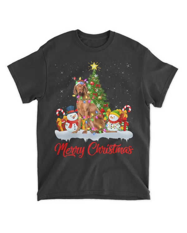 Vizsla Dog Xmas Tree Lighting Santa Vizsla Christmas Long Sleeve T-Shirt