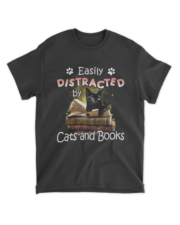 Easily Distracted by Cats and Books QTCAT131222A6