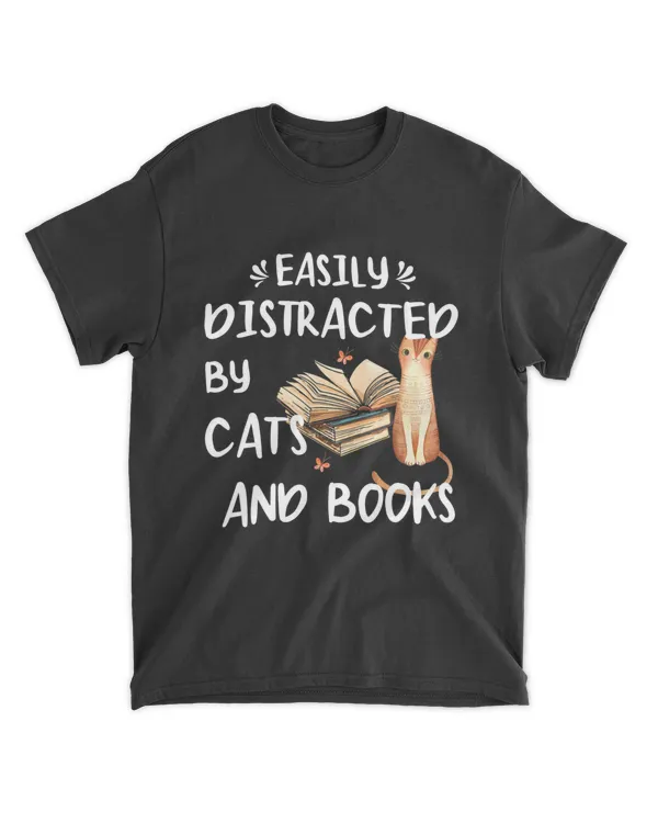 Easily Distracted by Cats and Books - Cat & Book Lover QTCATB191222A27