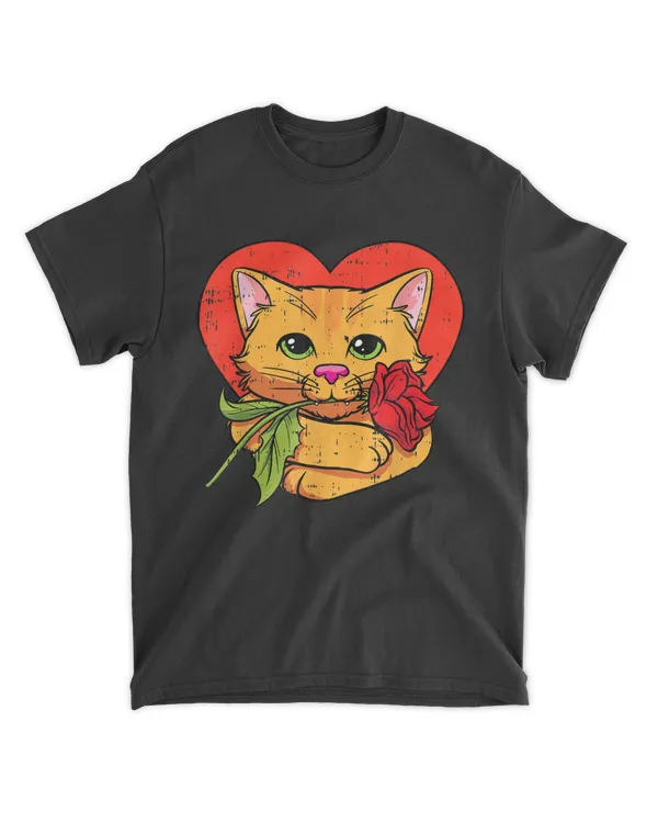 Cat Rose Heart Valentines Day Cute Kitty Kitten Lover QTCATVL201222A50