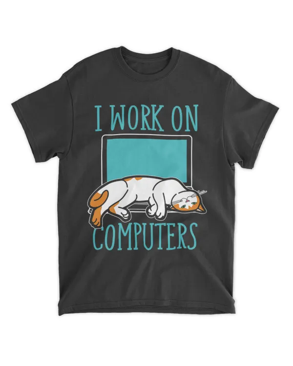 Funny Cats and Computers Laptop tshirts for pet lovers HOC190323A12
