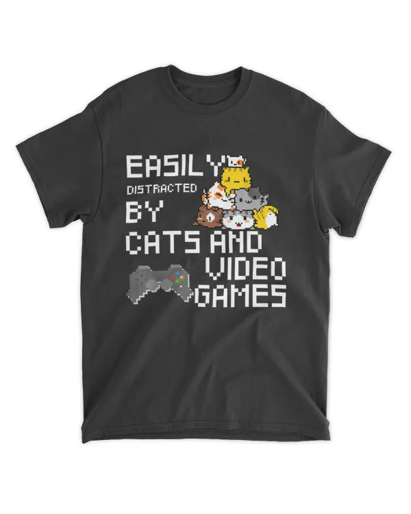 Easily Distracted by Cats and Video Games Pixel Art Cat HOC290323A6