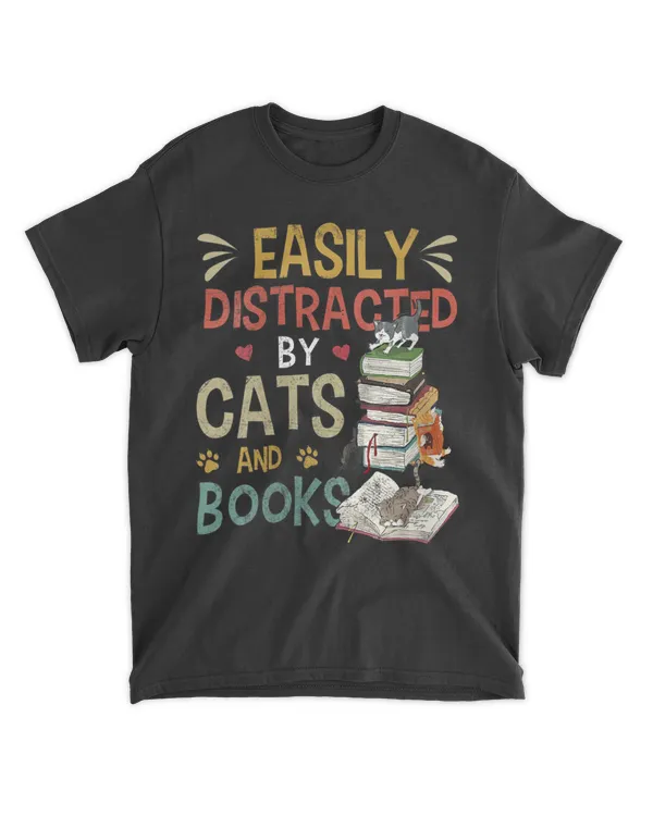Womens Cats 365 Easily Distracted by Cats & Books HOC070423A14