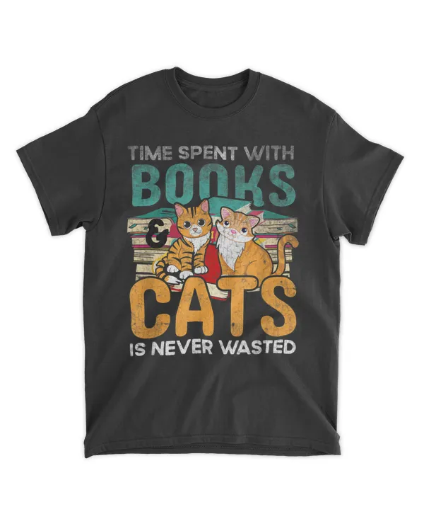 Time Spent With Books And Cats Is Never Wasted Pet Retro HOC100423A14