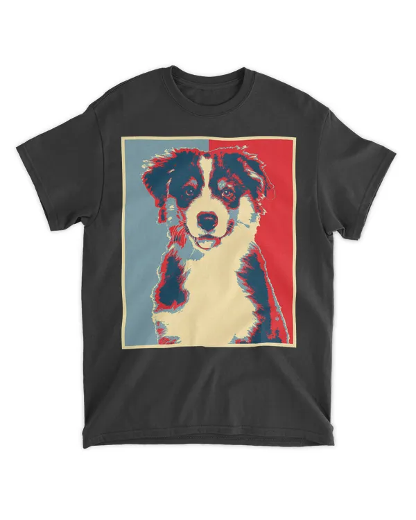 Dog Artwork Aussie - Vintage Silhouette Australian Shepherd T-Shirt
