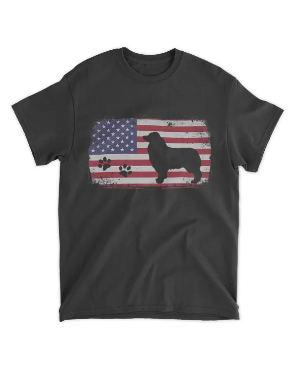 Vintage American Flag Australian Shepherd Dog T-Shirt