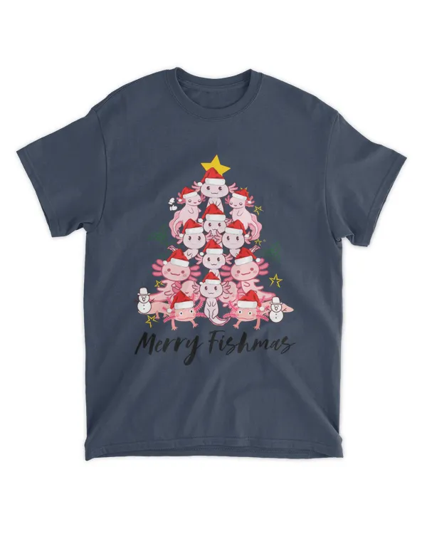 Merry Fishmas Axolotl Christmas Tree T-shirt
