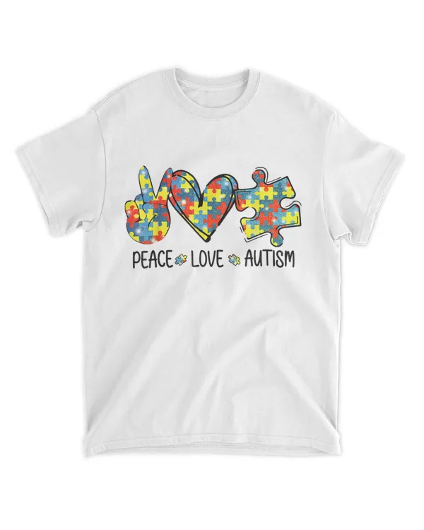 Awesome Autism Awareness Shirt Peace Love Puzzle Pieces T-Shirt Hoodie Shirt