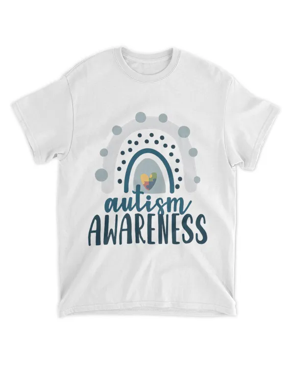 Autism Awareness Rainbow Boho Different Blue April Month (ao White)