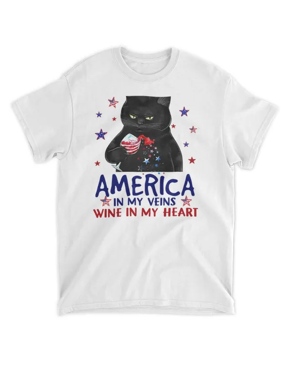 Black Cat And Wine 4 Of July