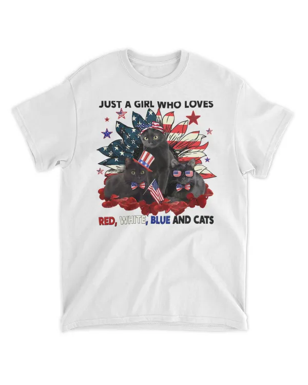 Black Cat Independence Red White And Blue
