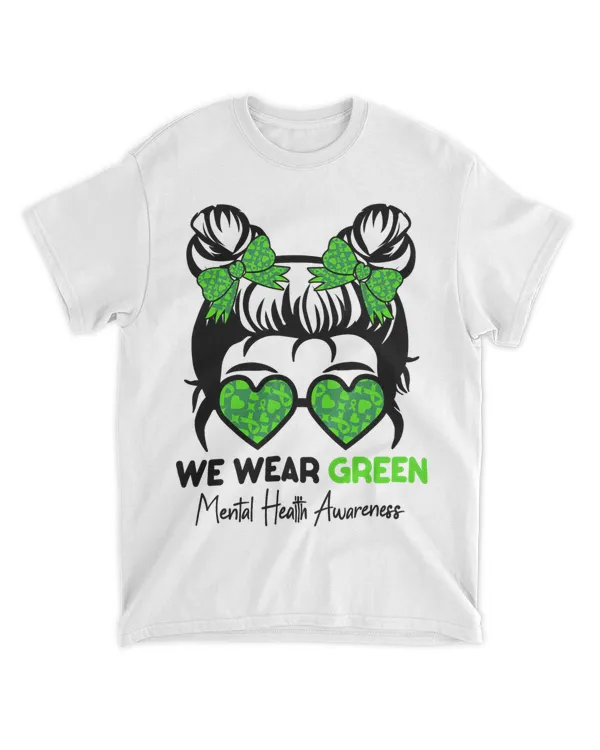 We Wear Green Mental Health Awareness Month Messy Bun 22