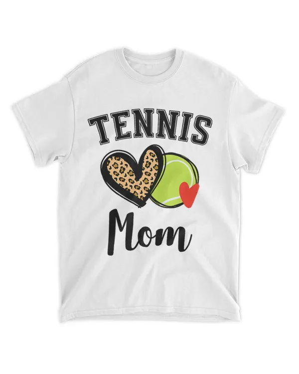 Womens Tennis Mom Leopard Heart