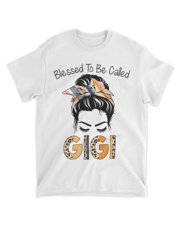 Blessed To Be Called Gigi Shirt Gigi Life Leopard Messy Bun