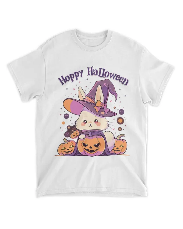 Hoppy Halloween Cute Bunny Rabbit Witch Hat Jack o Lantern