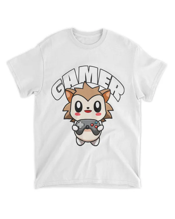 Cute Hedgehog Gamer For Men Women 2Kids Kawaii Video Game