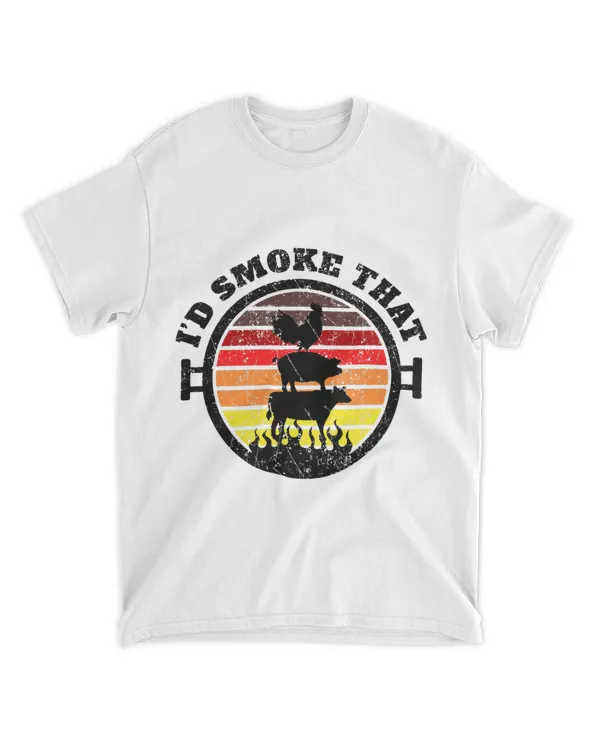 Mens Funny Id Smoke That Vintage BBQ Grilling Meat