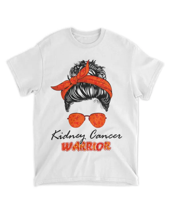 Messy Bun Kidney Cancer Warrior Orange Ribbon