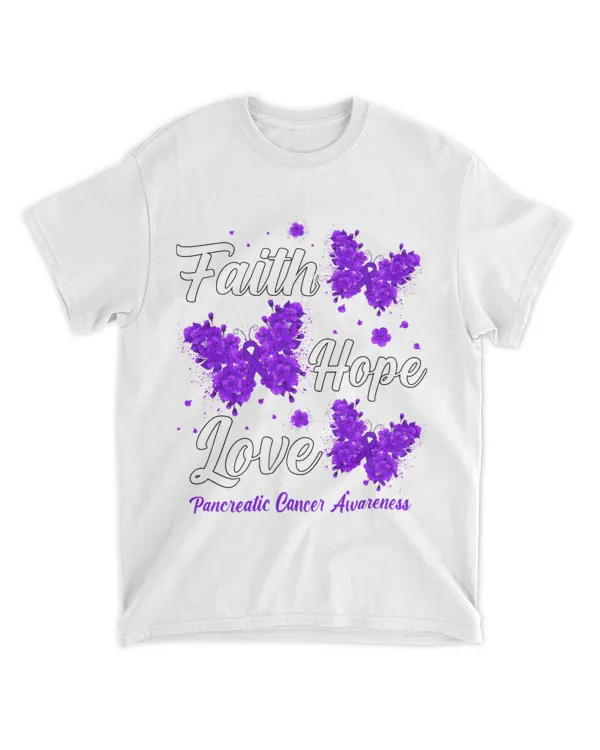 Faith Hope Love Pancreatic Cancer Awareness Butterfly