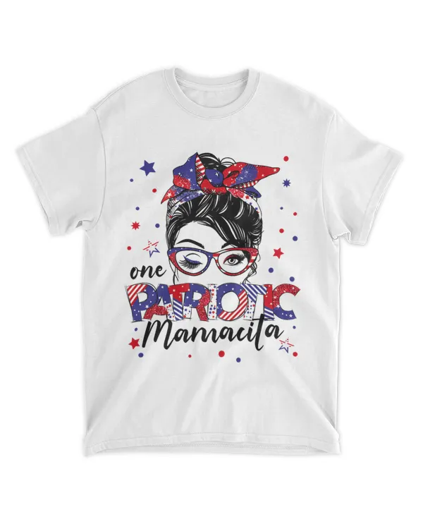 One Patriotic Mamacita Messy Bun Women 4th Of July