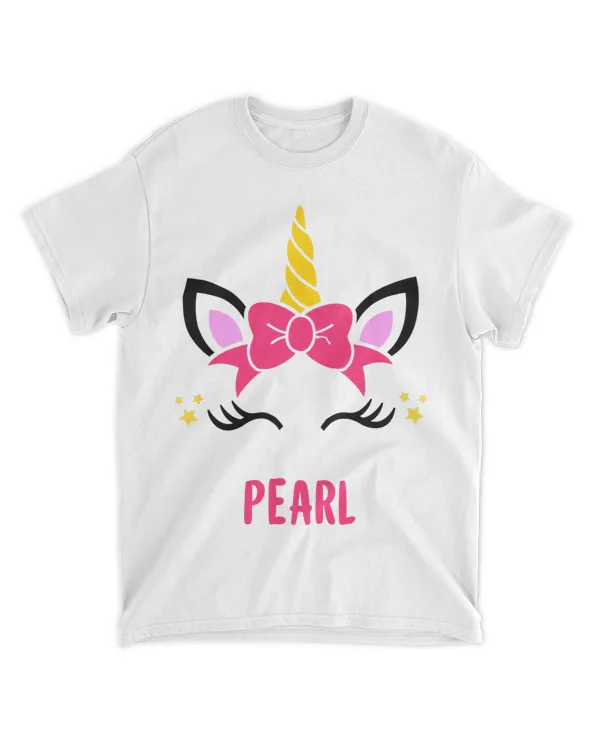 PEARL Personalized Pink Bow Unicorn Face