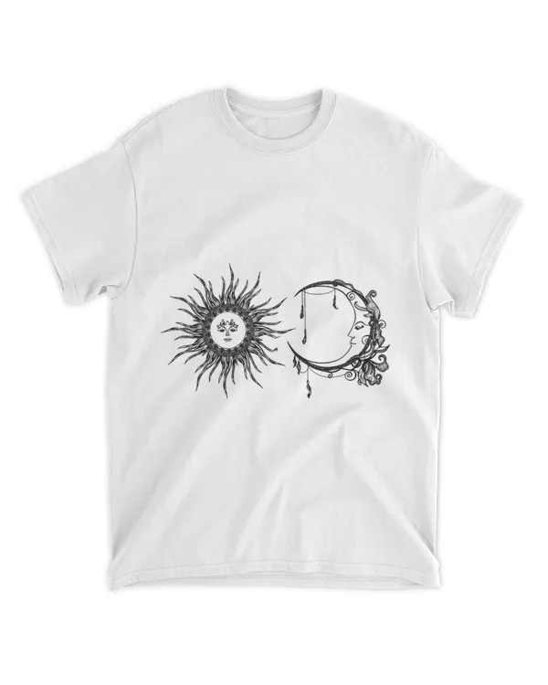 Sun and Moon Boho Hippie Celestial Line Art Aesthetic Top