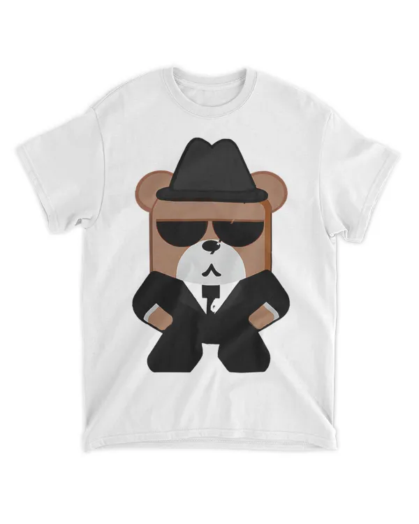 cute bear in gangster style with hat