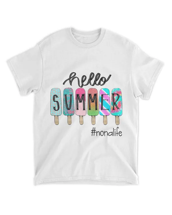 Womens Hello Summer Vacation Ice Cream Popsicle Nona