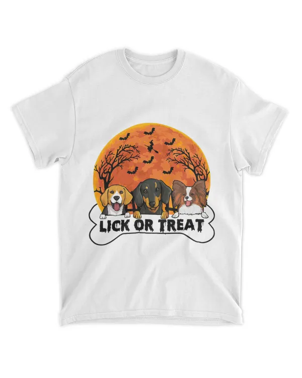 Lick Or Treat Dogs Moon Halloween Bat Cute Love