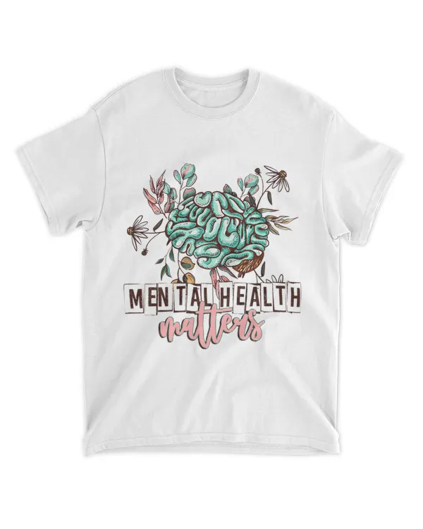 Mental Health Matters Brain Flower Floral Skull Skeleton