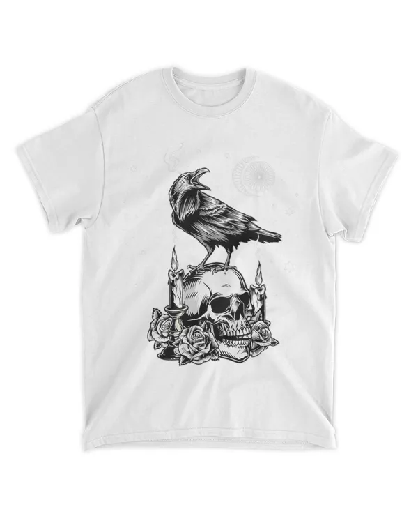 Black Crow Raven Skull Viking Norse Occult Gothic