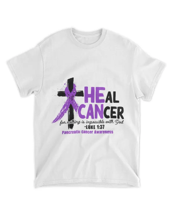 Christian Cross Pancreatic Cancer Awareness Purple Ribbon